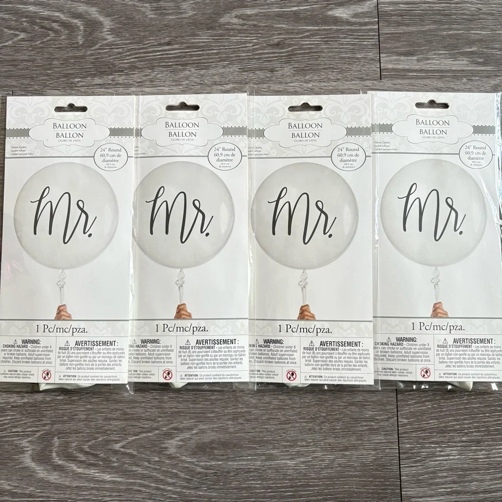 26 inch Elegant White 'Mr.' Balloons for Weddings- 4pk